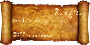 Komár Éva névjegykártya